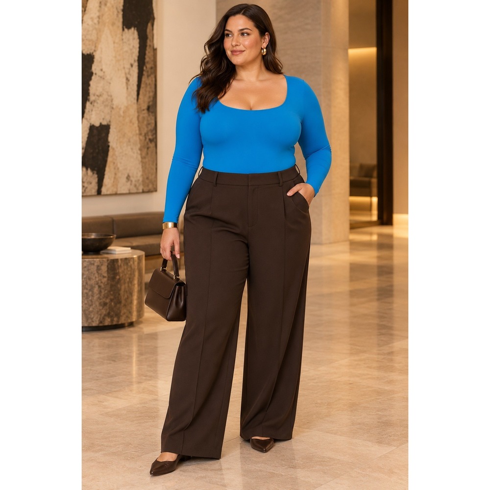 NWT SKIMS Essential Long Sleeve Scoop Neck Bodysuit Mykonos Blue 4X/5X
